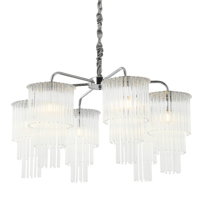 Люстра Harrison Chandelier chrome 6 lamp Хром Прозрачный в Ижевске | Loft Concept 