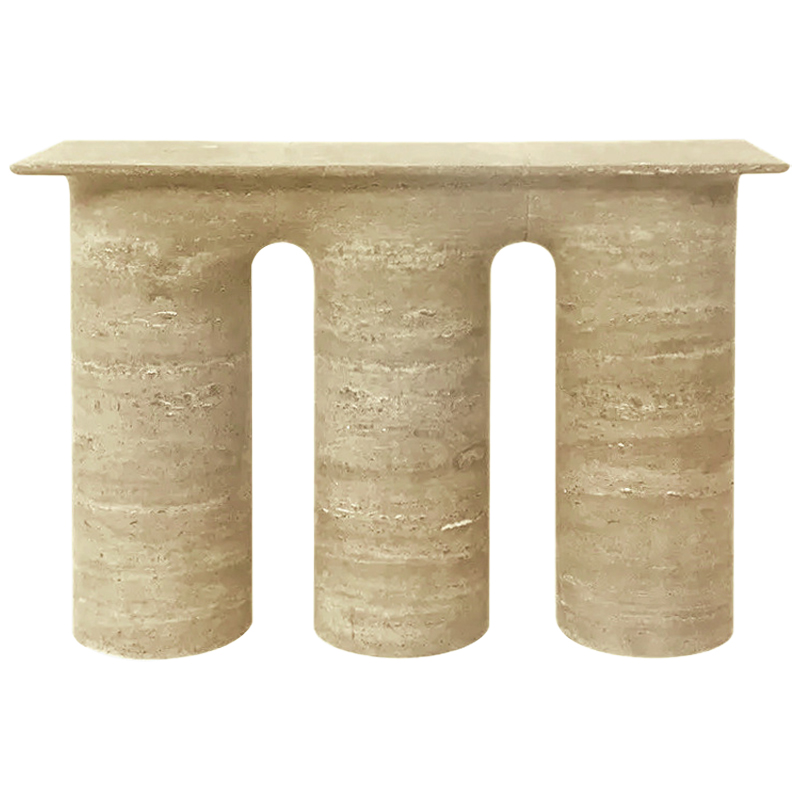 Консоль Three Columns Marble Travertine Console Песочный Коричневый в Ижевске | Loft Concept 