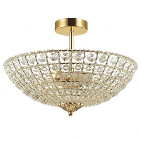 Потолочный светильник Casbah Crystal Top Lamp 3 Gold Прозрачный Глянцевое золото в Ижевске | Loft Concept 