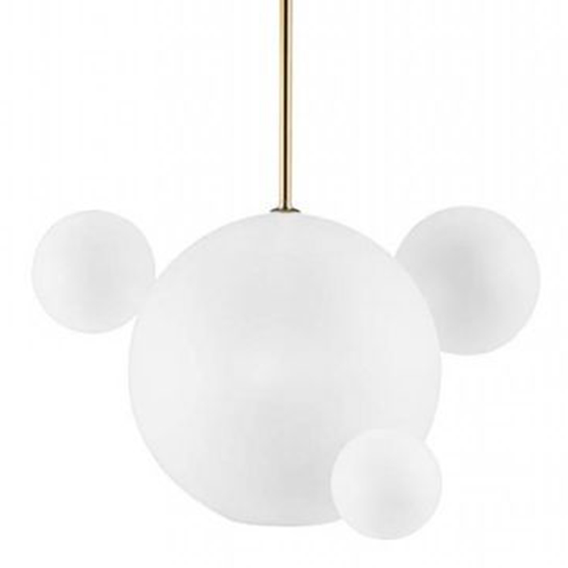 Светильник Giopato & Coombes Bollr Pendant 4 BUBBLE LAMP матовое белое стекло Белый Золотой в Ижевске | Loft Concept 