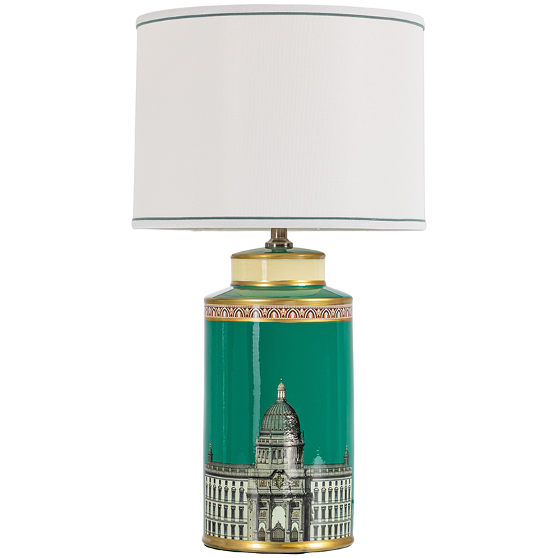 Настольная лампа Old Town Green Lampshade Белый Зеленый Золотой в Ижевске | Loft Concept 