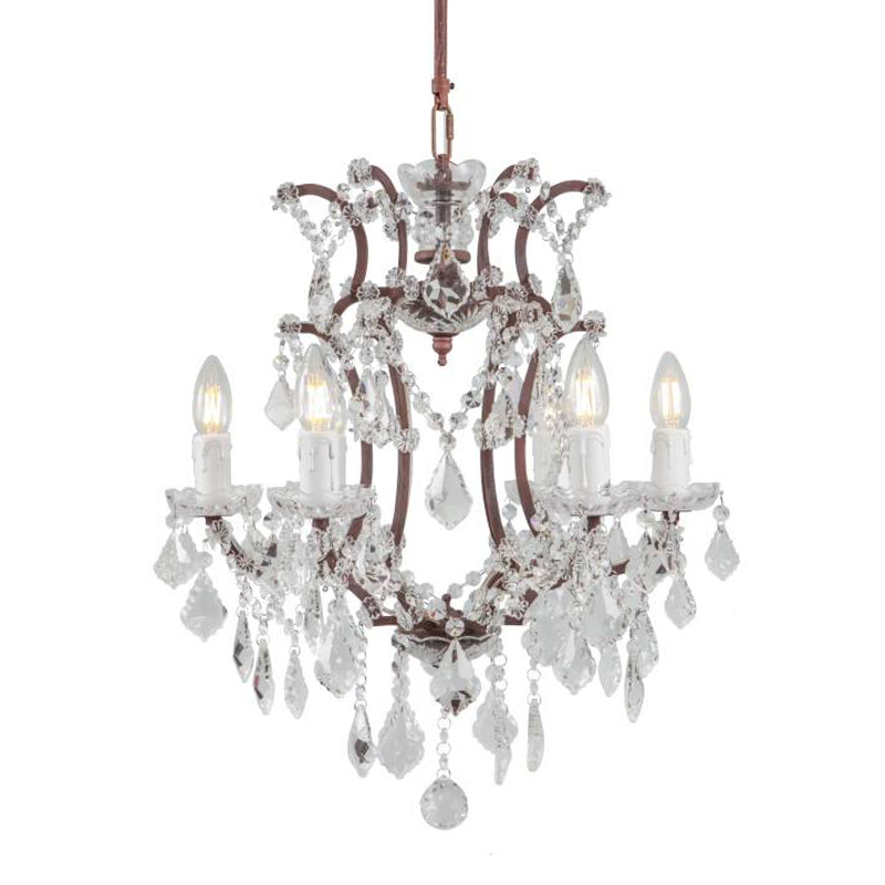 Люстра 19th c. Rococo IRON & CLEAR CRYSTAL Brown Chandelier 6 Коричневый винтаж Прозрачное Стекло в Ижевске | Loft Concept 