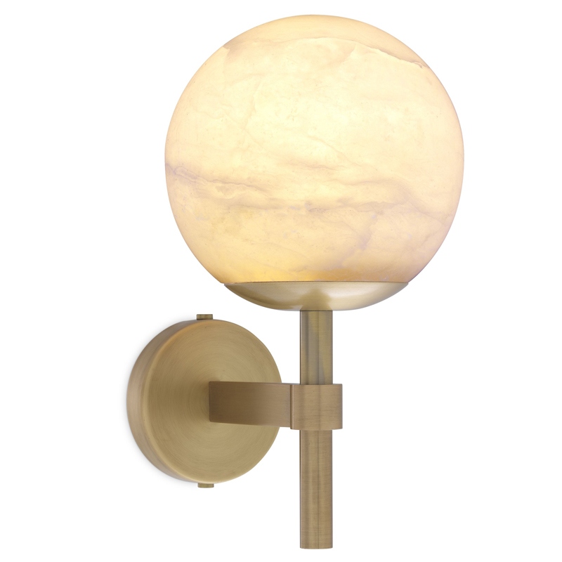 Бра Eichholtz Wall Lamp Jade alabaster Латунь Античная полированная Белый в Ижевске | Loft Concept 