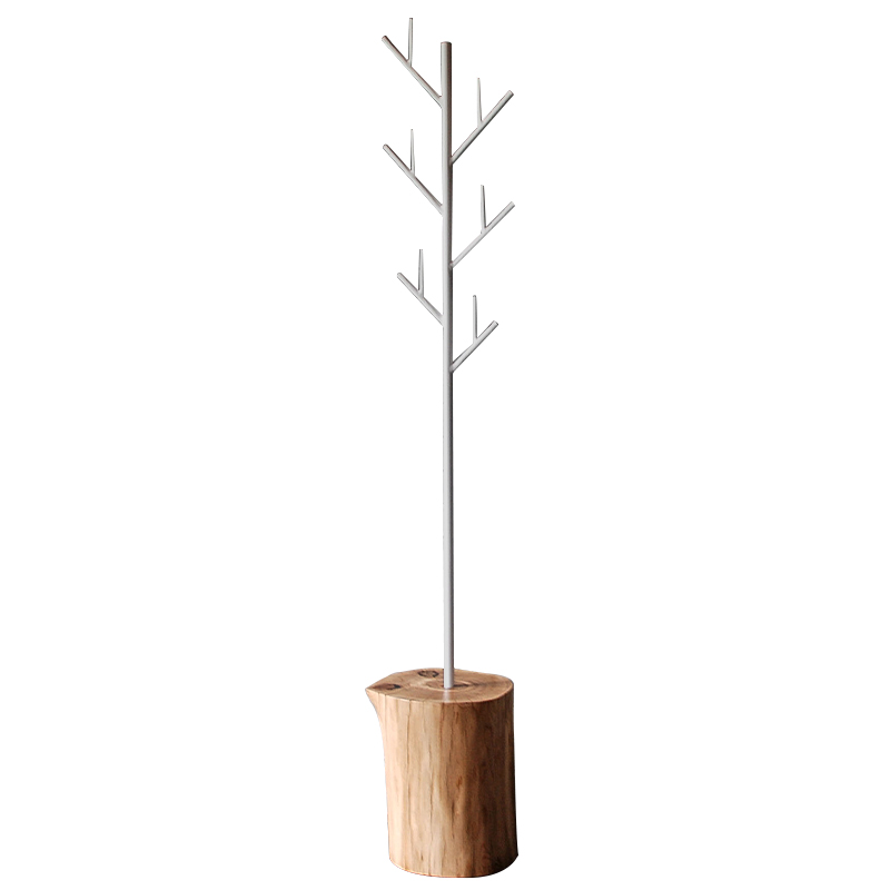 Вешалка Metal Branches and Stump Floor Hanger White Белый Светлый дуб в Ижевске | Loft Concept 