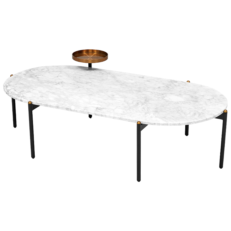 Кофейный стол с белой каменной столешницей Macias Coffee Table White Белый Черный Медь в Ижевске | Loft Concept 