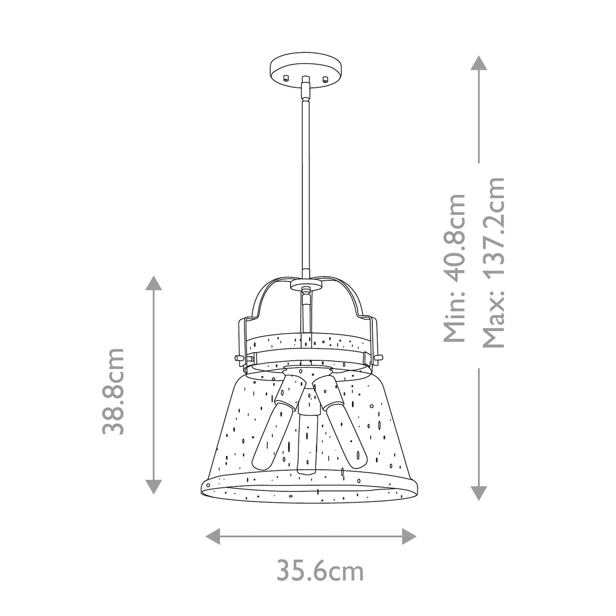 Подвесной светильник с прозрачным стеклянным плафоном в форме колокола с эффектом пузырьков и тремя лампами Quoizel в Ижевске