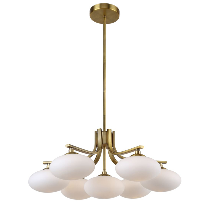 Oval Balls Mushrooms Chandelier 7 Brass Латунь Прозрачный белый в Ижевске | Loft Concept 