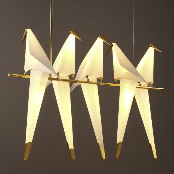 Люстра Origami Bird Chandelier Line 5 Бежево-серый Золотой в Ижевске | Loft Concept 