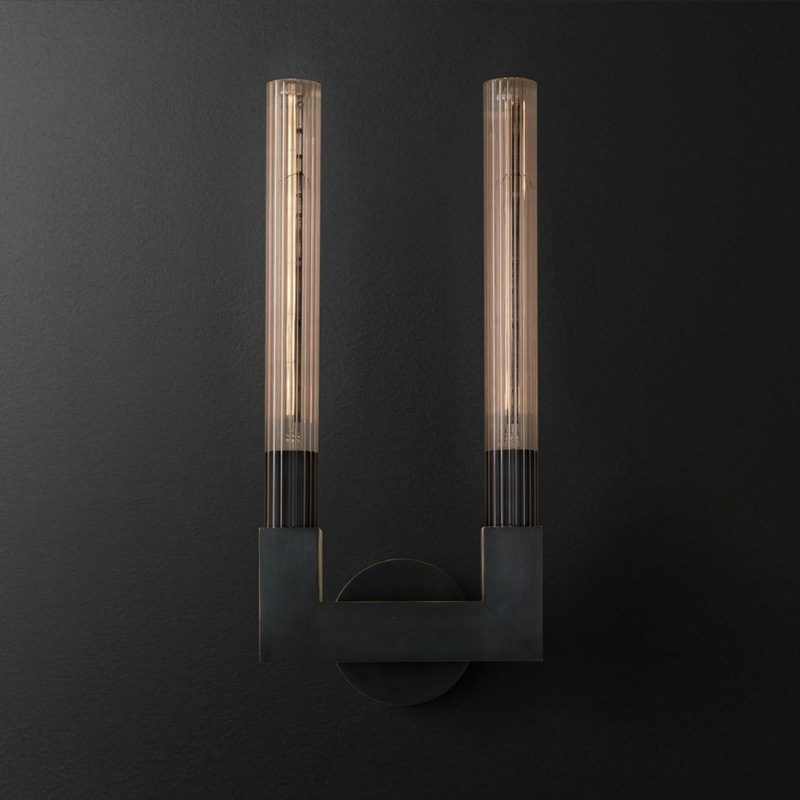 Бра RH CANNELLE wall lamp DOUBLE Sconces Black Черный Прозрачное Стекло в Ижевске | Loft Concept 