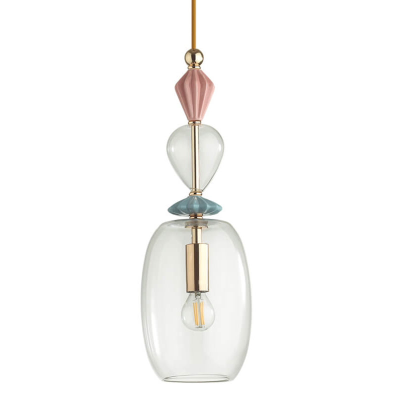 Подвесной светильник Iris Glas hanging lamp candy B Прозрачное Стекло Розовый пастельный Голубой в Ижевске | Loft Concept 