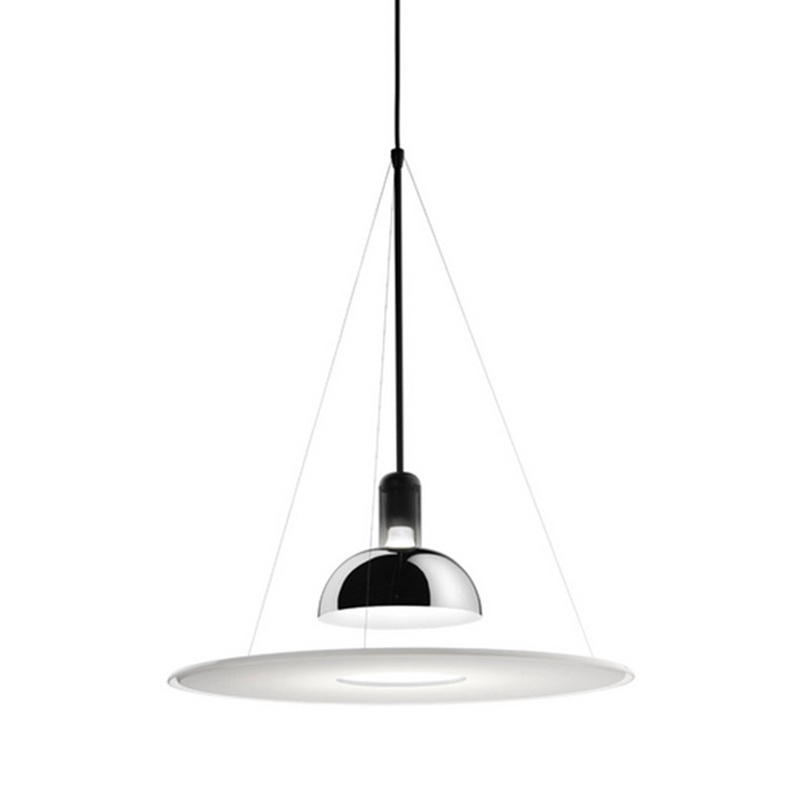 Подвесной светильник Flos Frisbi Lamp Сталь Белое матовое стекло в Ижевске | Loft Concept 