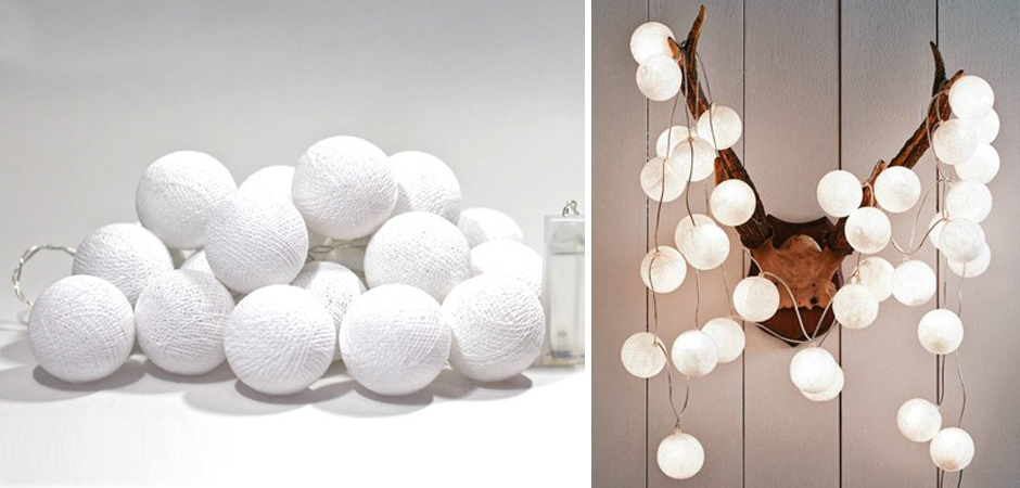 Гирлянда хлопковые фонарики Сotton Ball White - Loft-Concept в Ижевске