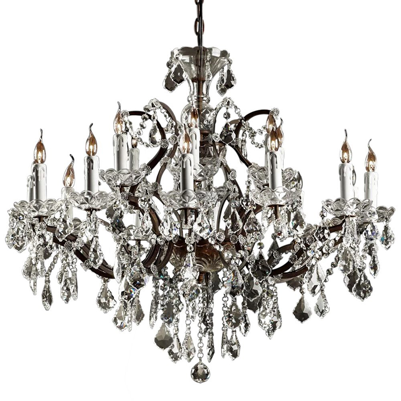 Люстра 19th c. Rococo IRON & CLEAR CRYSTAL Brown Chandelier 18 Прозрачное Стекло Коричневый винтаж в Ижевске | Loft Concept 