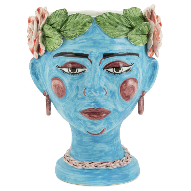 Ваза VASE HEAD SELVA COLOR Light blue Винтажный голубой Зеленый в Ижевске | Loft Concept 