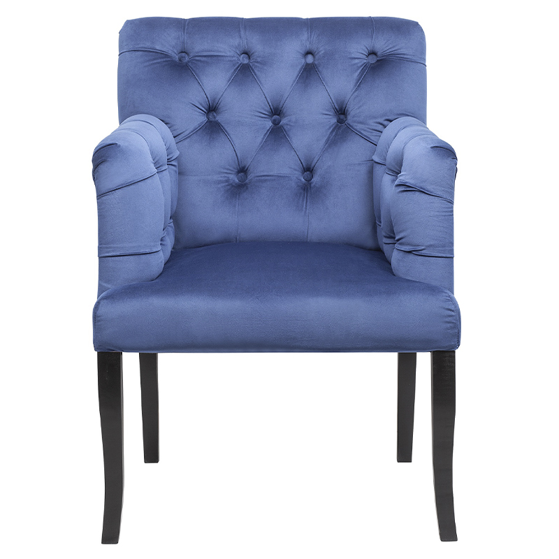 Кресло Addison Chic Armchair deep blue velour Синий Черный в Ижевске | Loft Concept 