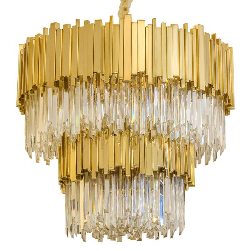 Круглая многоярусная люстра Luxxu Modern Cascade Chandelier Gold Metal Glass Золотой Прозрачное Стекло в Ижевске | Loft Concept 