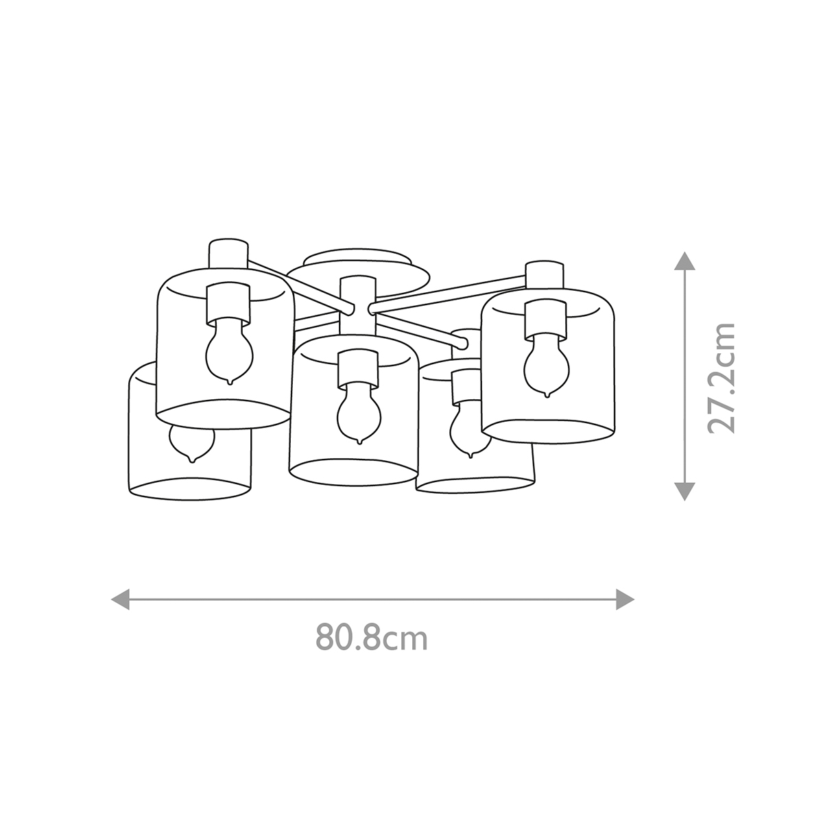 Потолочный светильник цвета латунь с пятью прозрачными цилиндрическими плафонами Hinkley в Ижевске
