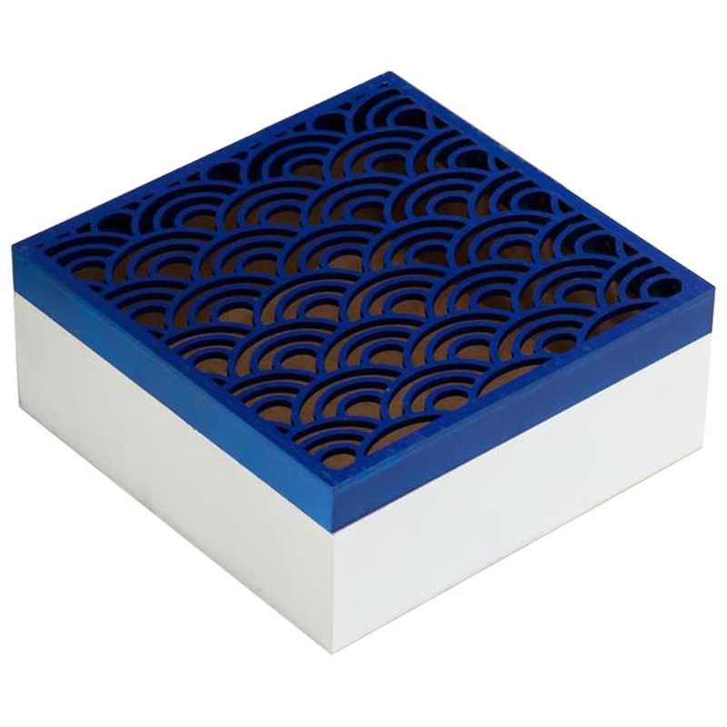 Шкатулка Deep Blue Scales Pattern Box Белый Синий в Ижевске | Loft Concept 