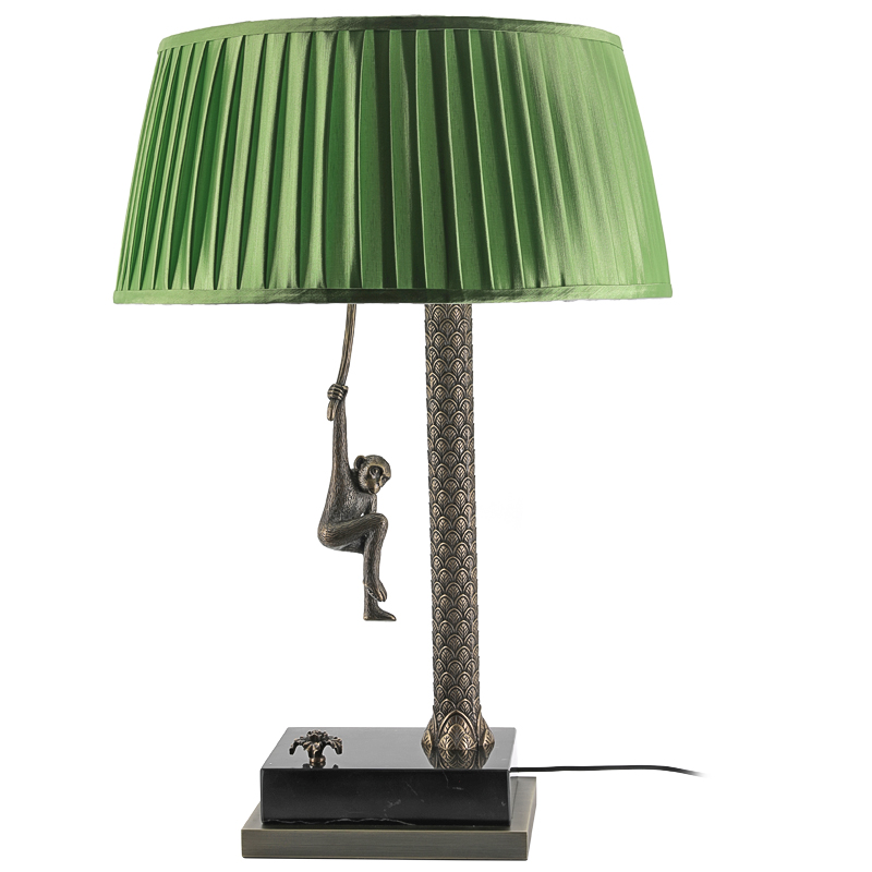 Настольная лампа Джунгли Table Lamp Jungle Green Латунь Античная полированная Черный Мрамор Nero Зеленый в Ижевске | Loft Concept 