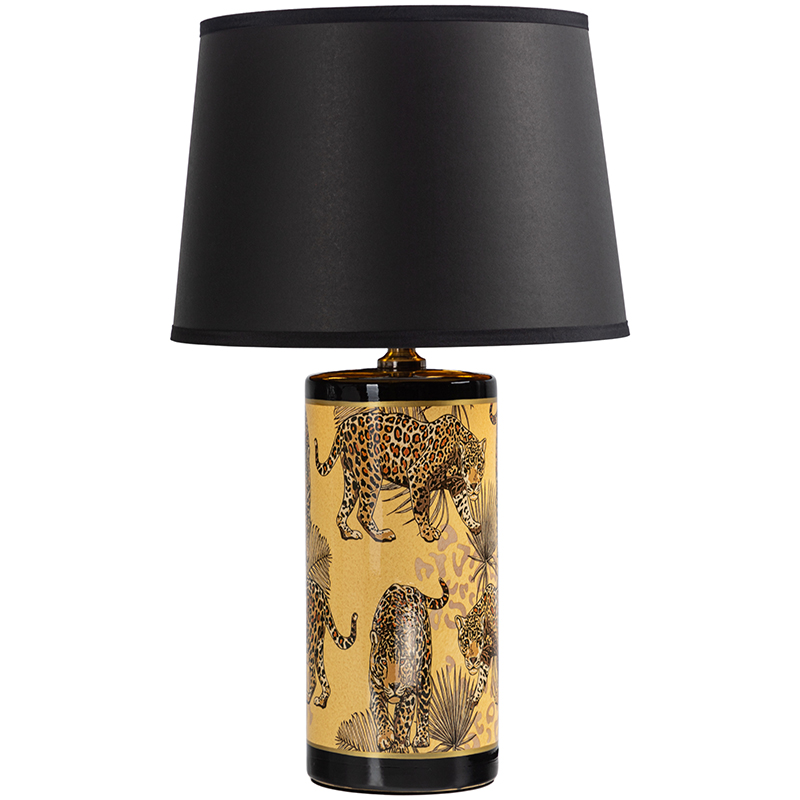 Настольная лампа с абажуром Leopard Lampshade Black Желтый Черный в Ижевске | Loft Concept 