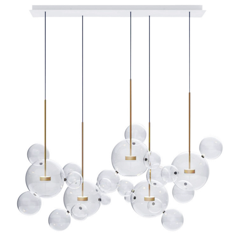 Люстра Giopato & Coombes Bolle Zigzag Chandelier 24 BUBBLE Linear Латунь Прозрачный (Transparent) в Ижевске | Loft Concept 