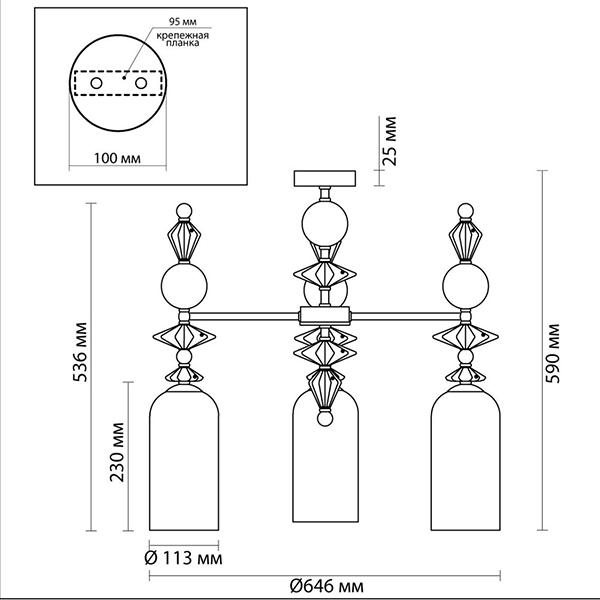 Люстра Iris Glass Chandelier candy 3 chrome в Ижевске