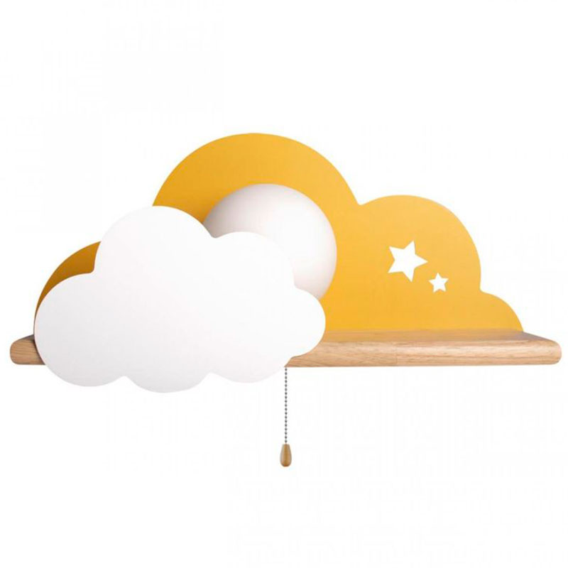 Бра с полкой желтое Облако Wall Lamp Yellow Cloud Желтый Древесина в Ижевске | Loft Concept 