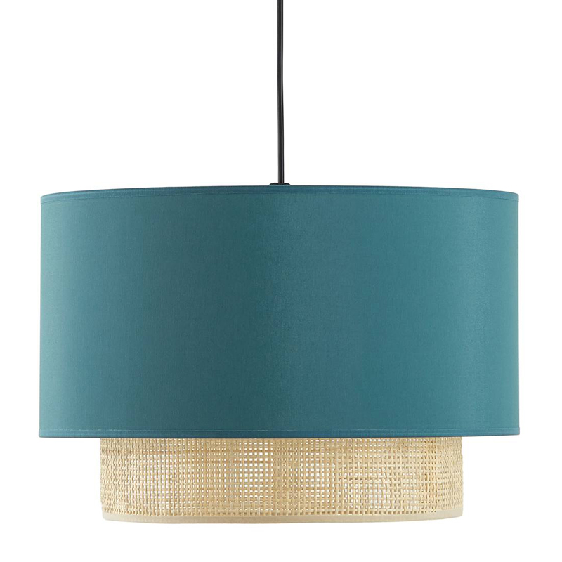 Подвесной светильник Ottar Wicker Turquoise lampshade Бежевый Бирюзовый в Ижевске | Loft Concept 