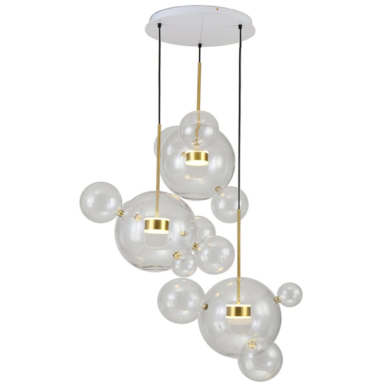 Люстра Bolle Circular Chandelier 14 BUBBLE Giopato & Coombes Прозрачный (Transparent) Латунь в Ижевске | Loft Concept 