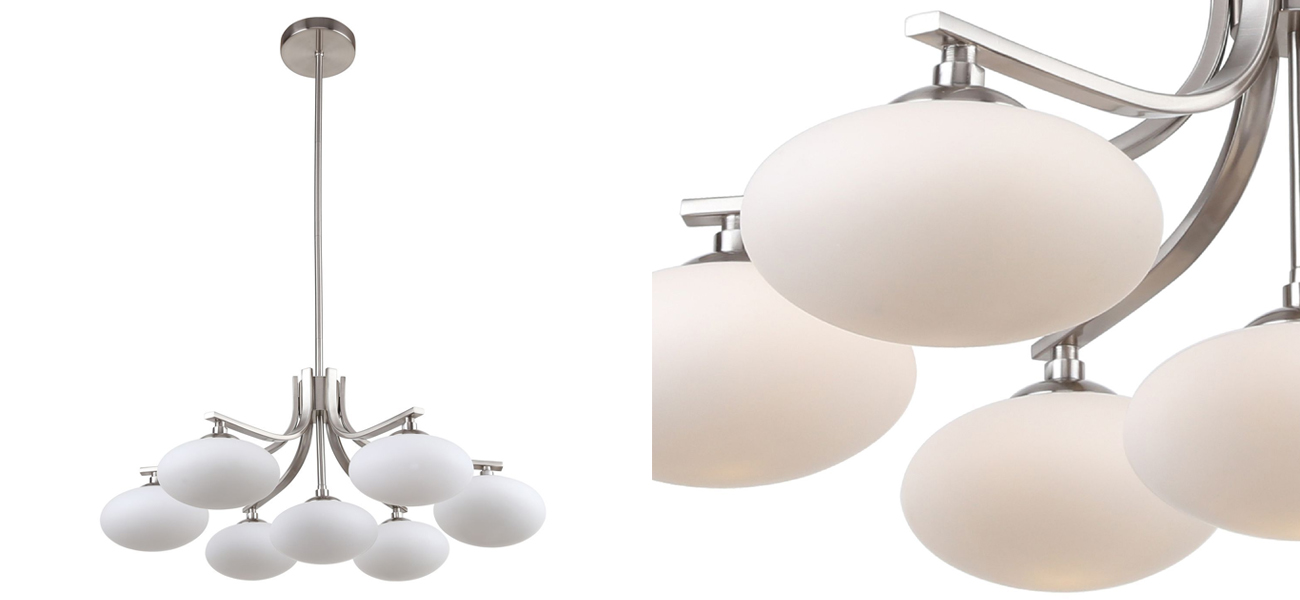 Люстра с овальными белыми плафонами Mushrooms Lamp - фото