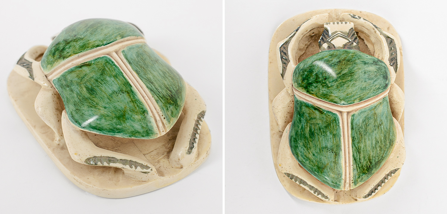 Статуэтка Скарабей Scarab Beetle beige and green - фото
