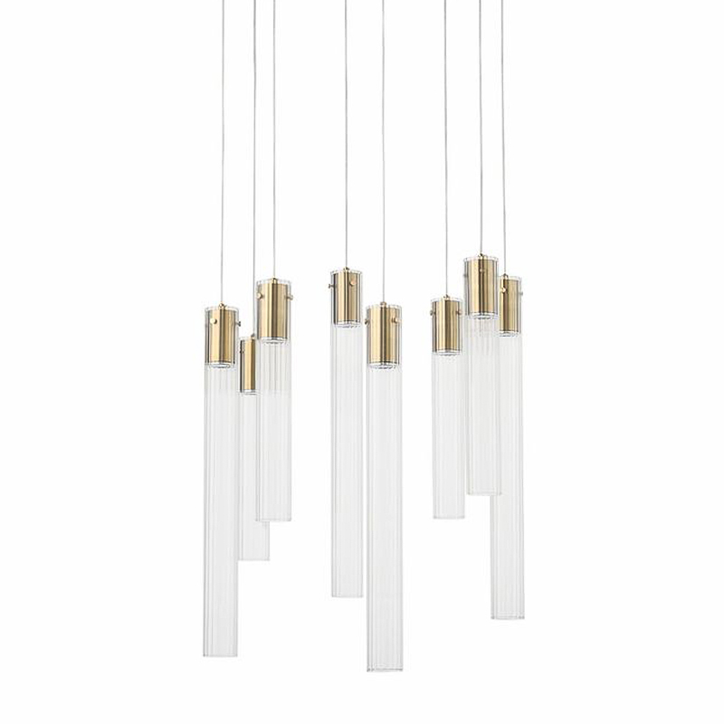 Люстра Jenae Glass Tubes Chandelier 8 Прозрачное Стекло Латунь в Ижевске | Loft Concept 