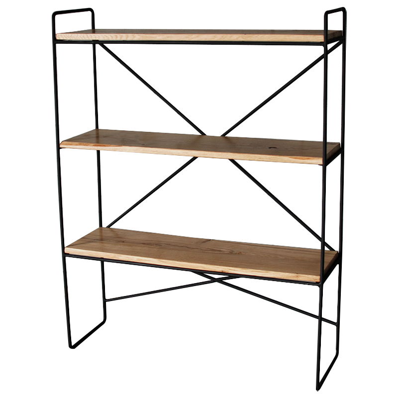 Стеллаж Ridley Industrial Metal Rust Rack Черный Светлый дуб в Ижевске | Loft Concept 