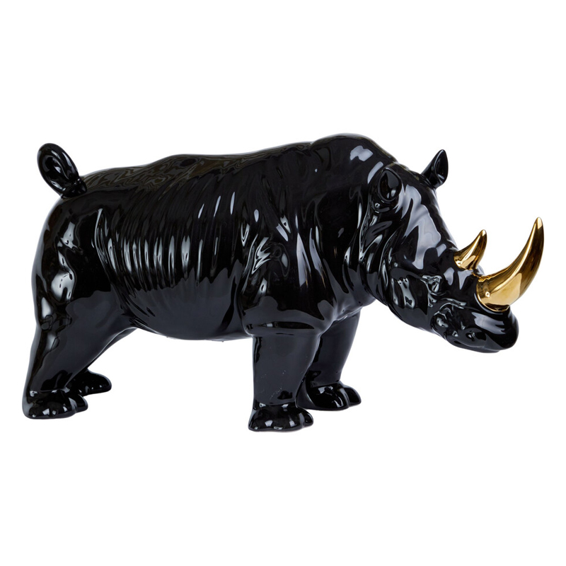 Статуэтка черный носорог с золотыми рогами Golden Horned Black Rhino Черный Золотой Статуэтка черный носорог с золотыми рогами Golden Horned Black Rhino Черный Золотой в Ижевске | Loft Concept