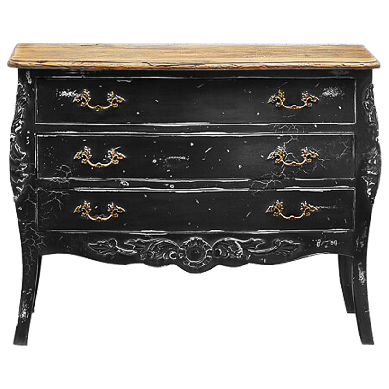 Комод в стиле прованс Carved Black Vintage Commode Черный Коричневый Винтажный черный в Ижевске | Loft Concept 