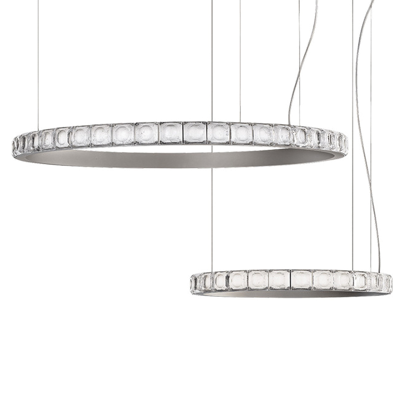 Люстра Ring horizontal silver chandelier Прозрачный Серебряный в Ижевске | Loft Concept 