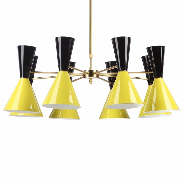 Люстра CAIRO Chandelier 8 Armblack black and yellow Черный Желтый Латунь в Ижевске | Loft Concept 