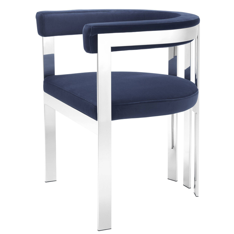 Стул Eichholtz Dining Chair Clubhouse blue Сапфирово-синий Нержавеющая сталь в Ижевске | Loft Concept 