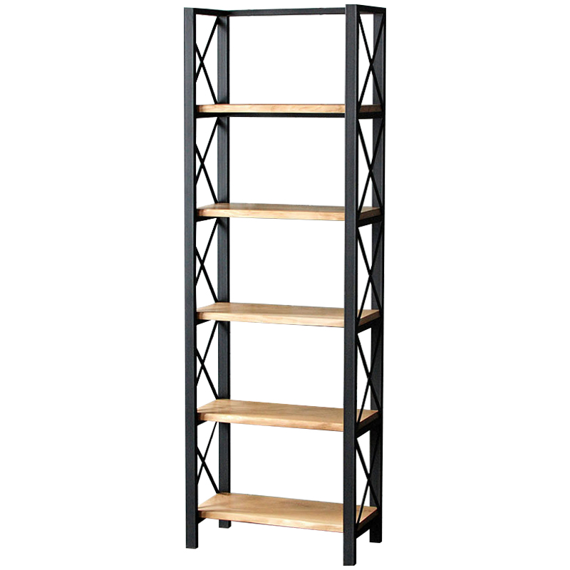 Стеллаж Forster Industrial Metal Rust Rack Черный Светлый дуб в Ижевске | Loft Concept 