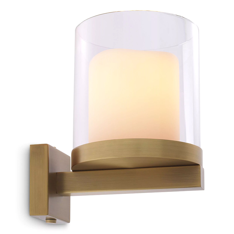 Бра Eichholtz Wall Lamp Donovan Brass Белый Латунь Прозрачное Стекло в Ижевске | Loft Concept 