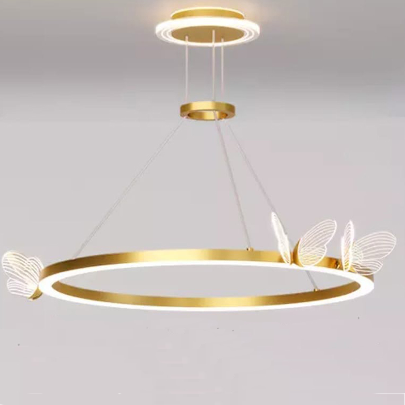 Подвесной светильник с бабочками Butterfly Ring F Прозрачный Латунь в Ижевске | Loft Concept 