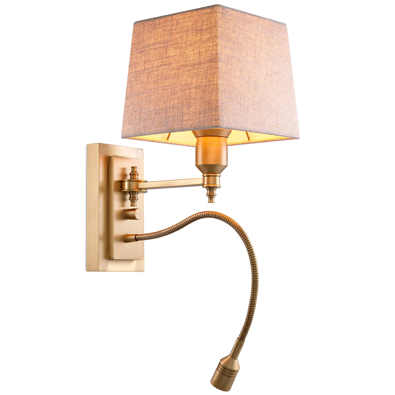 Бра Eichholtz Wall Lamp Ellington Brass Бежево-серый Латунь в Ижевске | Loft Concept 