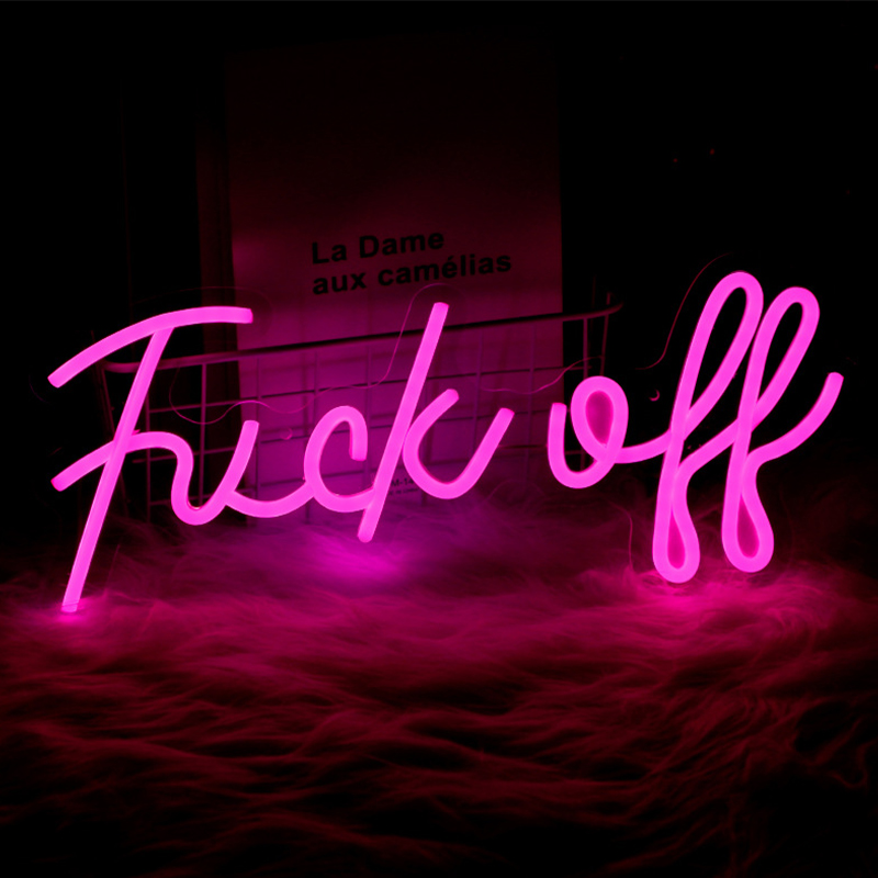 Неоновая настенная лампа Fuck Off Neon Wall Lamp Розовый Розовый Прозрачный в Ижевске | Loft Concept 