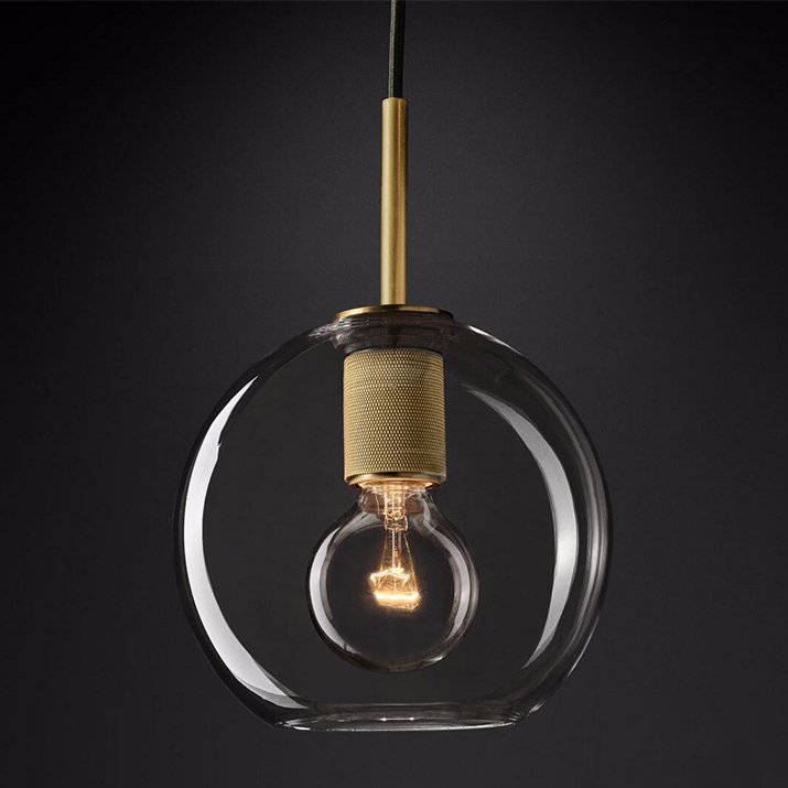 Подвесной светильник RH Utilitaire Globe Pendant Brass Латунь Прозрачное Стекло в Ижевске | Loft Concept 