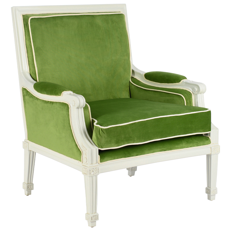 Кресло French Provence Armchair Ferrand green Зеленый смок Белый в Ижевске | Loft Concept 