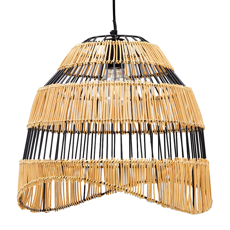 Люстра с плетеным абажуром Narayan Wicker Chandelier Древесина Черный в Ижевске | Loft Concept 