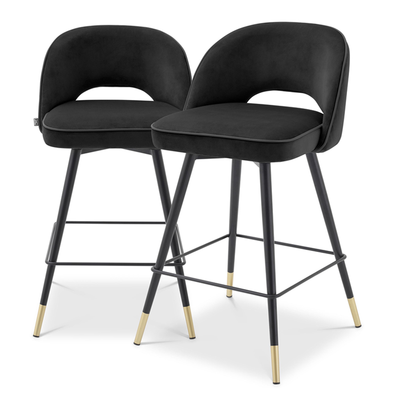 Комплект полубарных стульев Eichholtz Counter Stool Cliff set of 2 black Черный Латунь в Ижевске | Loft Concept 