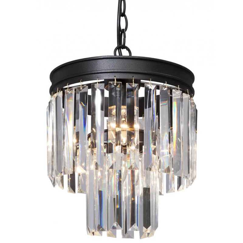 Светильник ODEON CLEAR GLASS Pendant lamp прозрачное Стекло D 27 Черный матовый в Ижевске | Loft Concept 