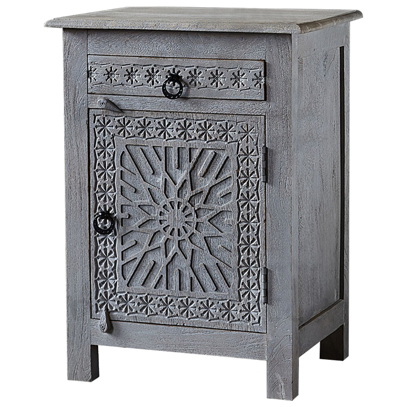 Тумба Indian Antique Furniture Akshi Nightstand Серый Коричневый в Ижевске | Loft Concept 