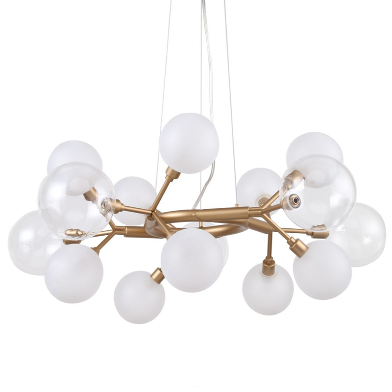 Люстра Berries Chandelier White 68 матовое золото Прозрачный Прозрачный белый в Ижевске | Loft Concept 